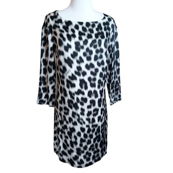 JUST CAVALLI Dress Animal Print 40/4 Shift Mini Coquette Artsy Abstract‎ Cheetah - Picture 1 of 13
